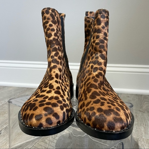 Rebecca Minkoff Sabeen Too Leopard Calf Hair Studded Bootie NWT - Size 8.5 - Picture 5 of 11